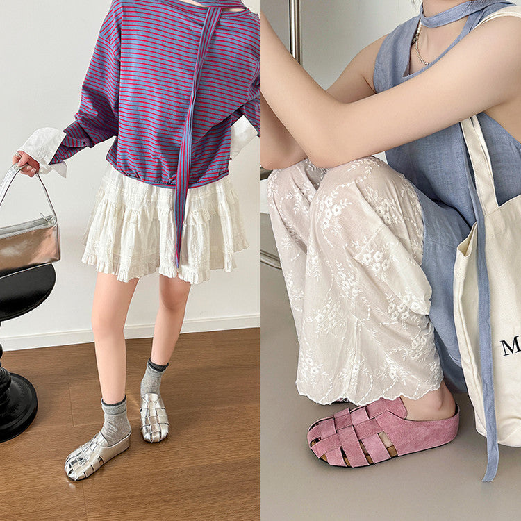 Karin Luna Full Layer Inside and Out~Basic Versatile Perforated Round Toe Birkenstock Slippers