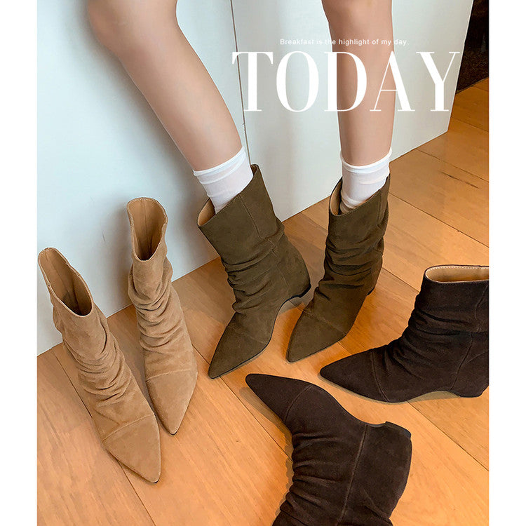 Karin Luna Data Hot Item Pointed Toe Slouchy Matte Western Ankle Boots