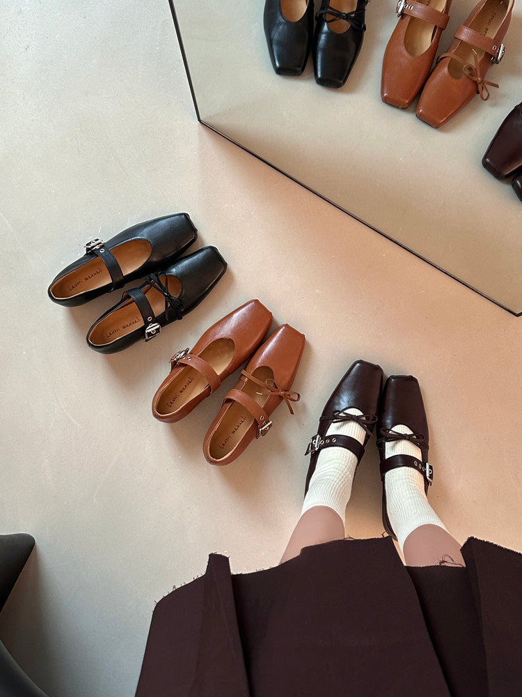 Karin Luna In Stock Spot Goods  Square Toe Internal Height Increase Detachable Bowknot