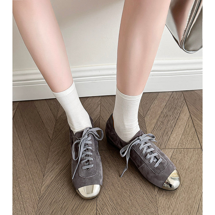 Karin Luna In Stock In Stock  High-end Metal Toe Lace-up Flats