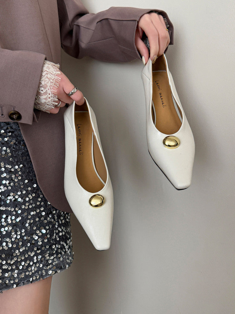 Karin Luna In Stock In Stock ~Basic Versatile French Style Small Square Toe Shallow Mouth Single Shoes