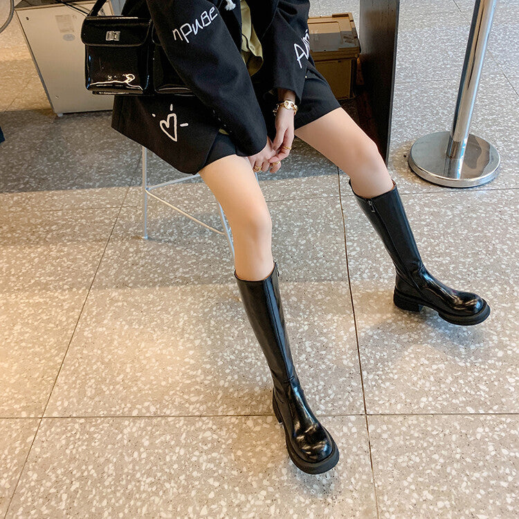 Karin Luna In Stock Spot Goods  Always in stock  Classic Basic Style Round Toe Thick Sole Knight Boots