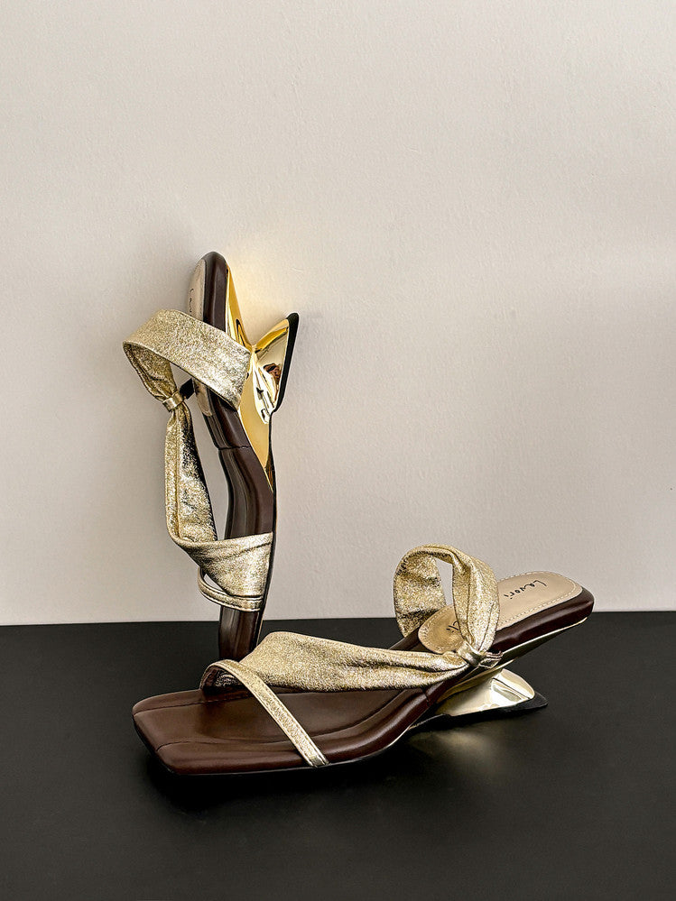 Karin Luna In Stock Spot Goods Minimalist Style Square-Toed Irregular Heel Slippers