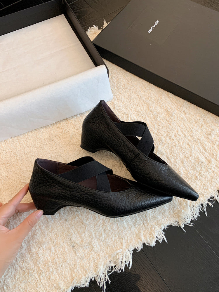 Karin Luna In Stock  Spot Goods  a Large Number of Spot Goods Pointed Toe Cross Strap Hidden Wedge Shoes
