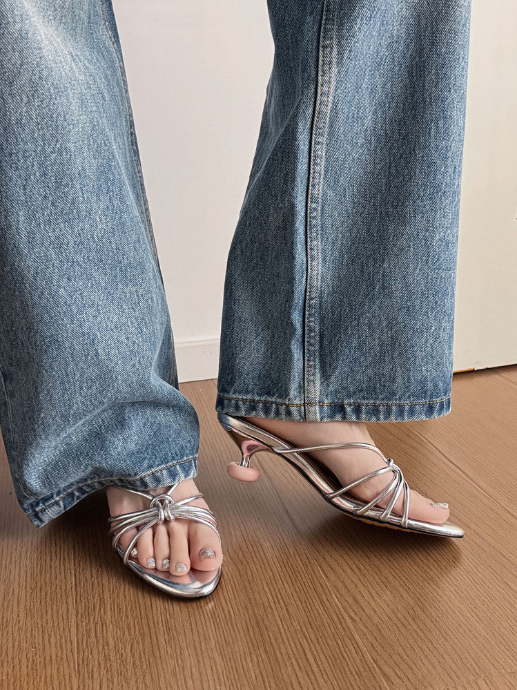 Karin Luna In Stock In Stock  In Stock Round Toe Cross Hollow Round Toe Stiletto Slippers
