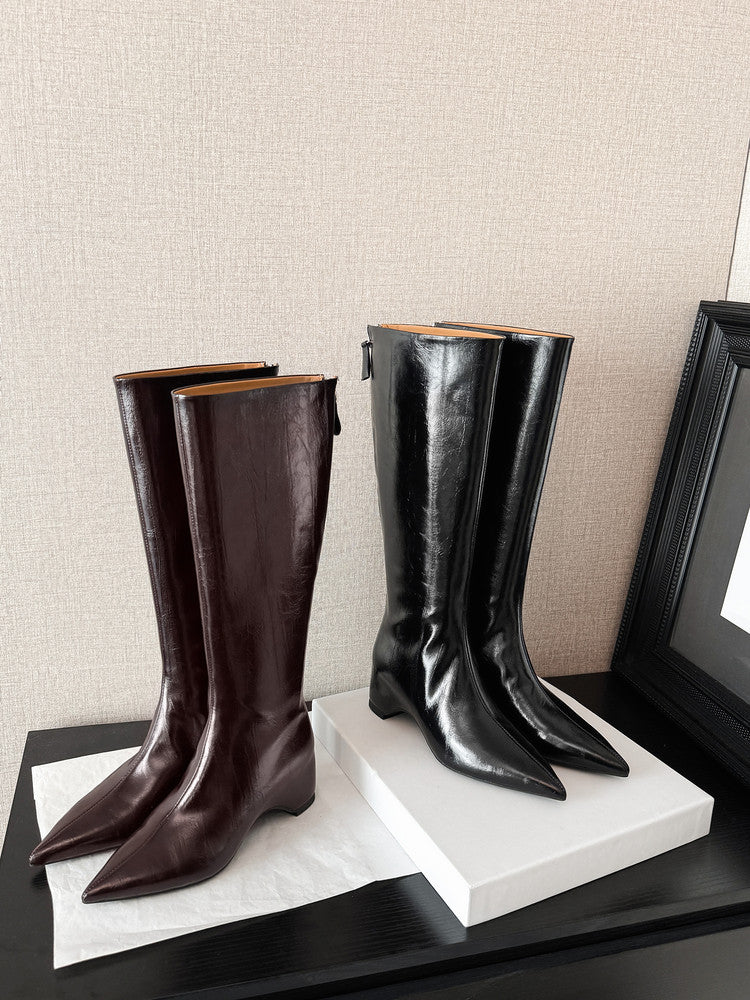 Karin Luna Elegant Style Pointed Toe Internal Height Increase Long Boots