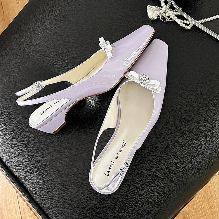 Karin Luna In Stock In Stock Sweet Bowknot Small Square Toe Chunky Heel Closed-toe Elegant Retro Sandals