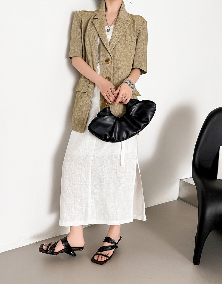 Karin Luna In Stock Spot Goods Minimalist Style Square-Toed Irregular Heel Slippers