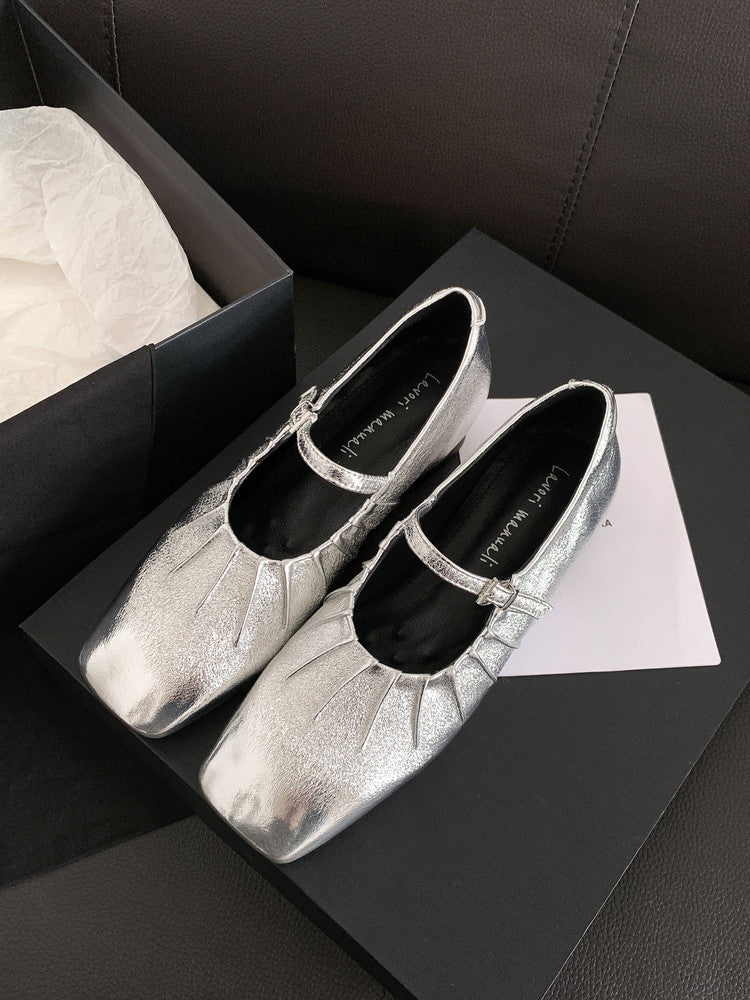 Karin Luna In Stock Spot Goods  Vintage Wrinkled One-Strap Granny Flats