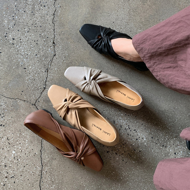Karin Luna Cross Design Square Toe Hidden Wedge Shoes