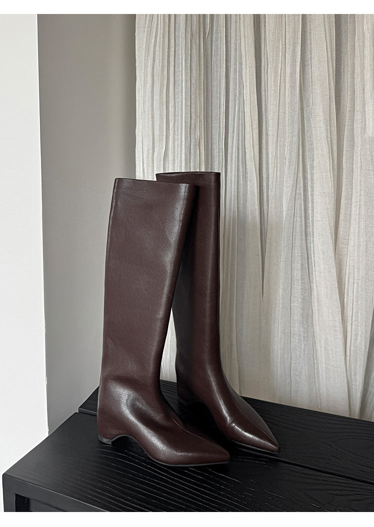 Karin Luna Hot-Selling Internal Height Increase Pointed Toe Straight-Leg Hot-Selling Long Boots