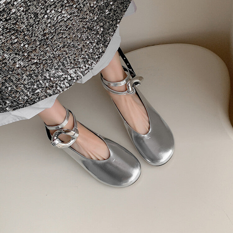 Karin Luna In Stock Large Stock Main Promotion  Two-Way Wear Height-Increasing Retro Gold Buckle Mary Jane Shoes