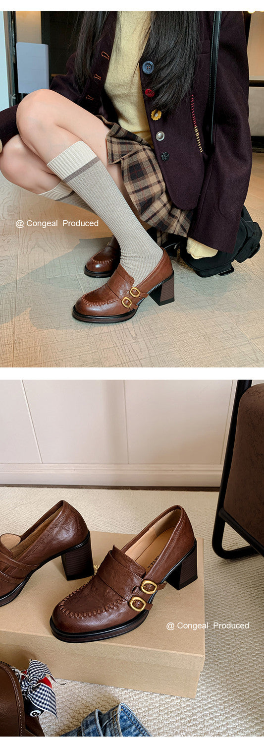 Karin Luna Bestseller Hot-Selling Derivative Edition Self-contained Strap Buckle Casual Loafers