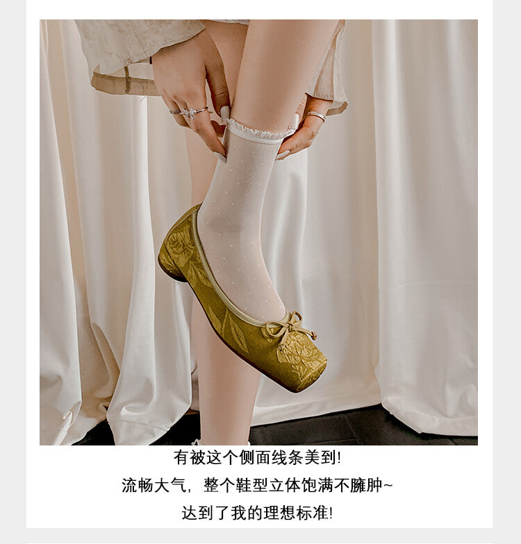 Karin Luna In Stock  In stock  Vintage Chinese Style Embroidered Rose~ Butterfly Knot Granny Shoes