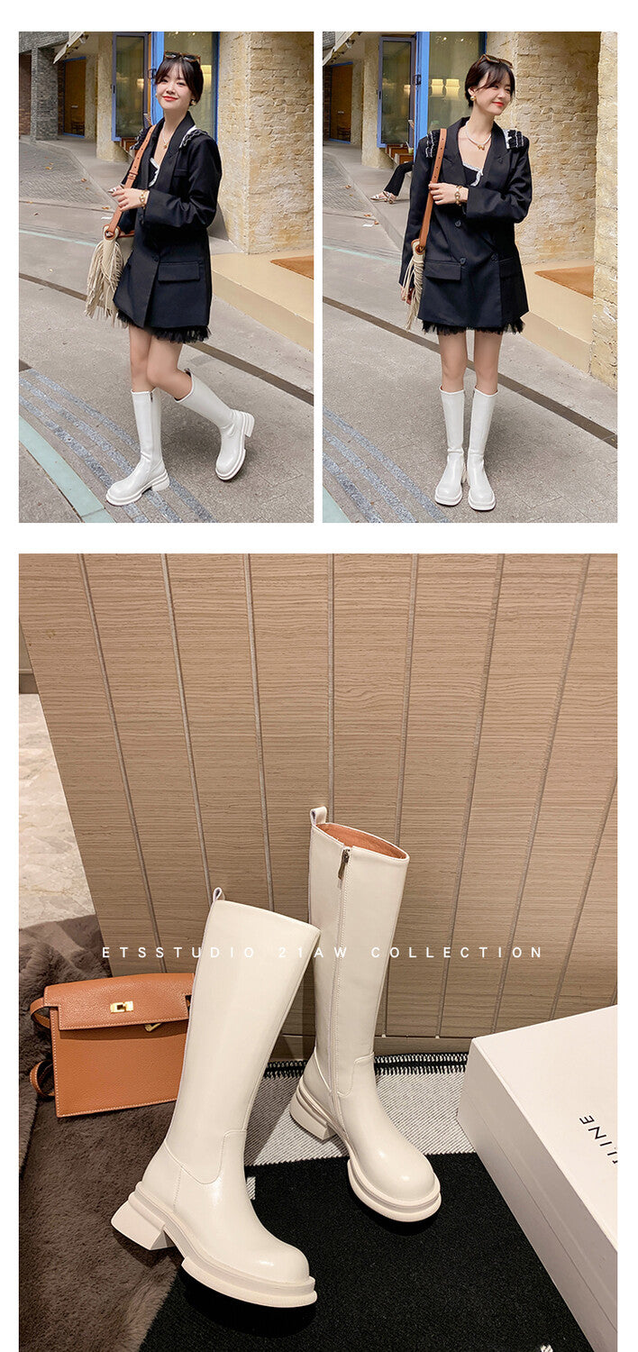 Karin Luna In Stock Spot Goods  Always in stock  Classic Basic Style Round Toe Thick Sole Knight Boots