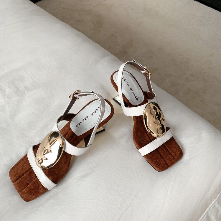 Karin Luna Hot-Selling Fasteners  Irregular Heel Open-Toe Sandals