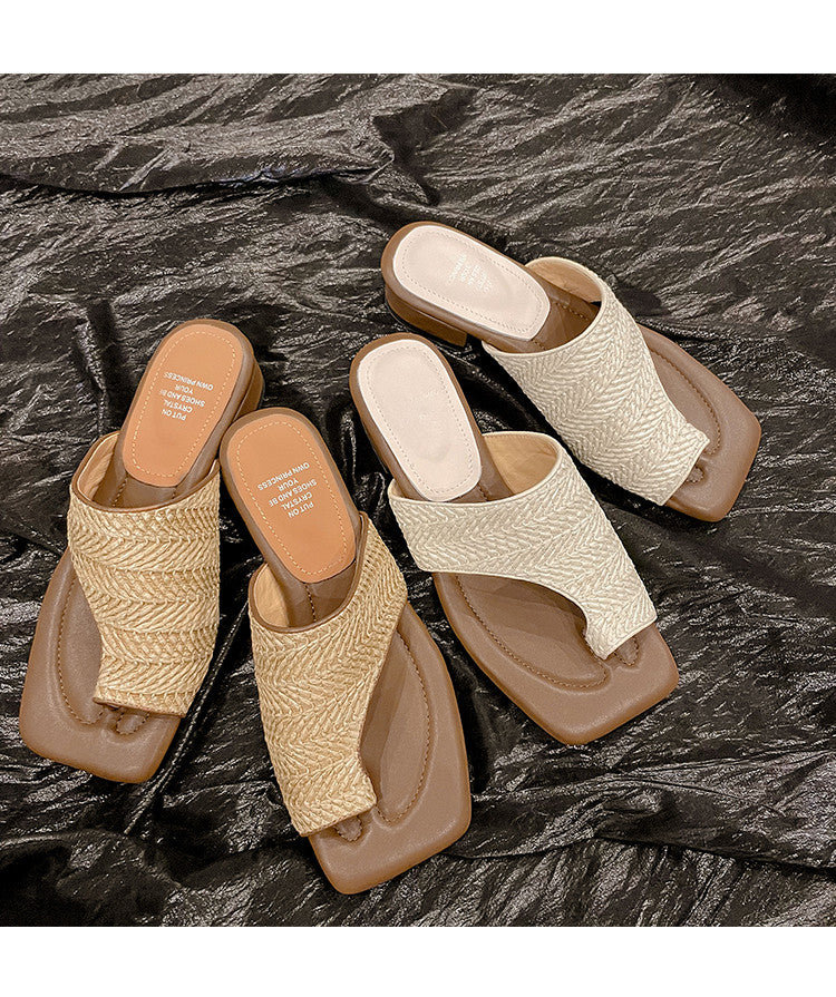 Karin Luna Bestseller  Popular  Data Hot-Selling Toe-Clip Straw Vacation Style Slippers
