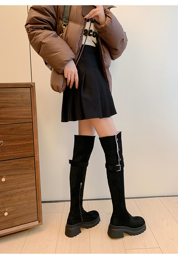 Karin Luna has prepared stock  Main Push Main Push  Hot-selling Large Sole Self-flowing Foldable Round Toe Over-the-Knee Boots
