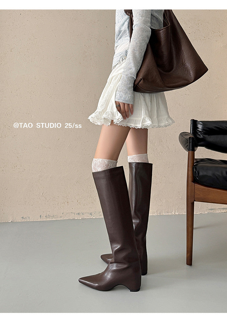 Karin Luna Hot-Selling Internal Height Increase Pointed Toe Straight-Leg Hot-Selling Long Boots