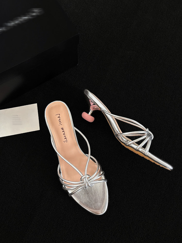 Karin Luna In Stock In Stock  In Stock Round Toe Cross Hollow Round Toe Stiletto Slippers