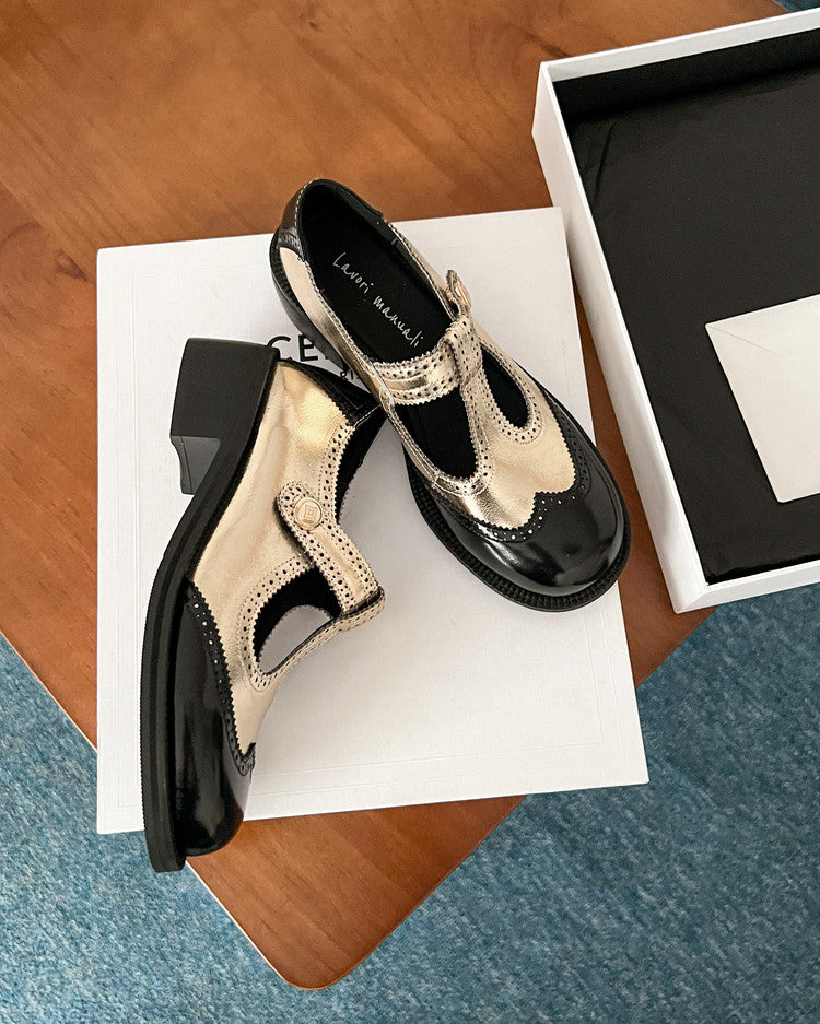 Karin Luna In Stock Spot Goods  Color Matching t Round Toe British Style Single Shoes