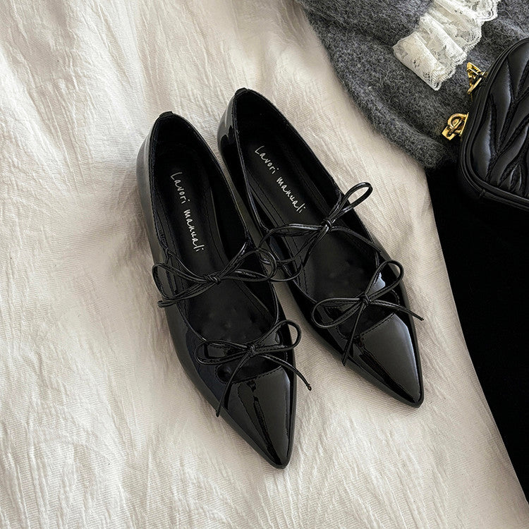 Karin Luna In Stock Spot Goods  Hot-selling Element Bowknot Square Toe Pointed Toe Single Shoes