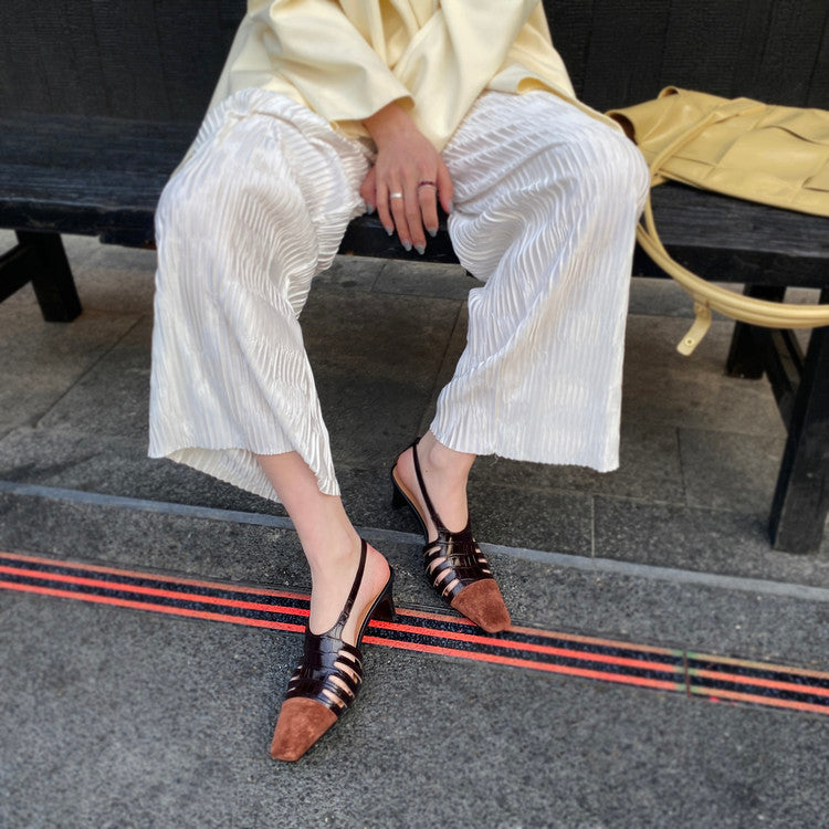 Karin Luna In Stock Spot Goods   French Retro Small Square Toe Closed-Toe Elegant Closed-Toe Sandals