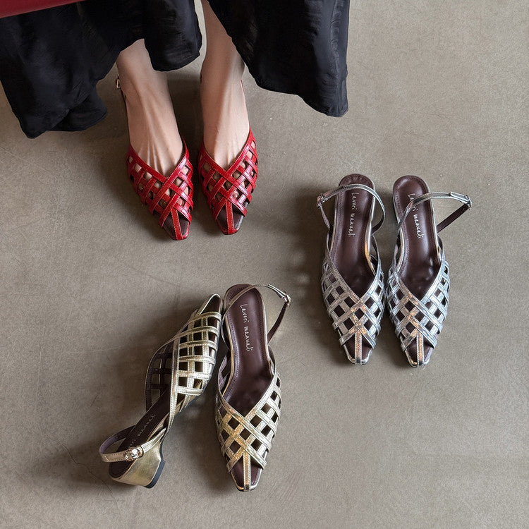 Karin Luna Braided Style ~Cross-woven Pointed Toe Closed-toe Sandals