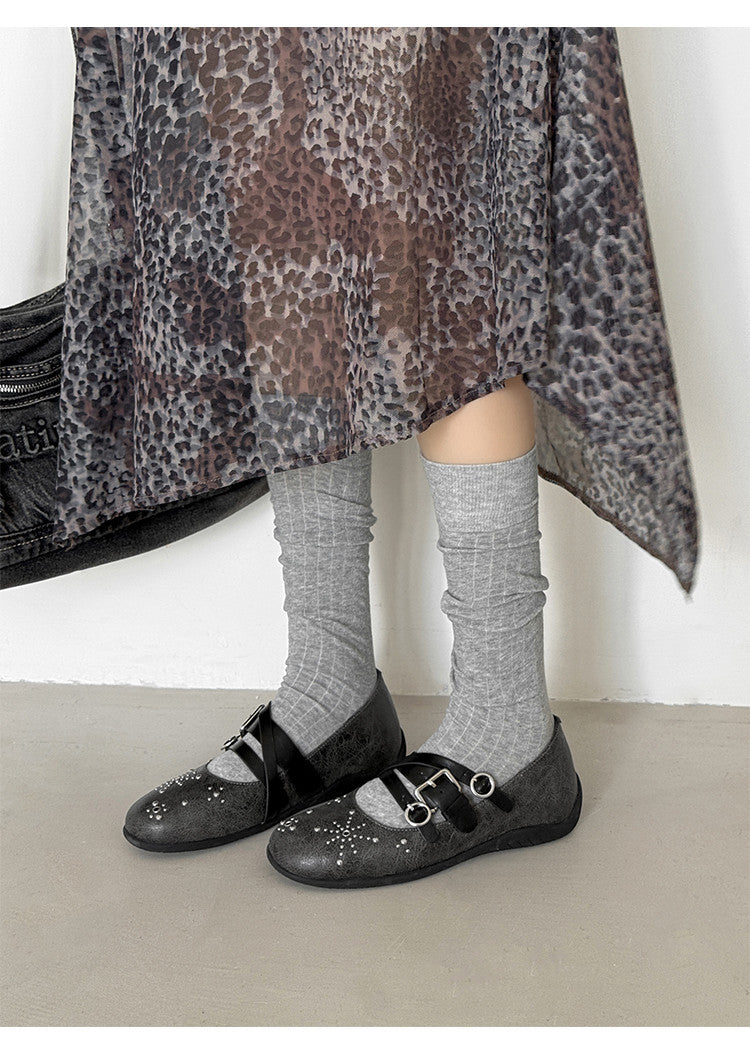 Karin Luna In Stock Spot Goods Studded Rivet Hidden Wedge Mary Jane Shoes