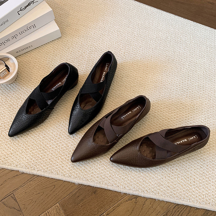 Karin Luna In Stock  Spot Goods  a Large Number of Spot Goods Pointed Toe Cross Strap Hidden Wedge Shoes