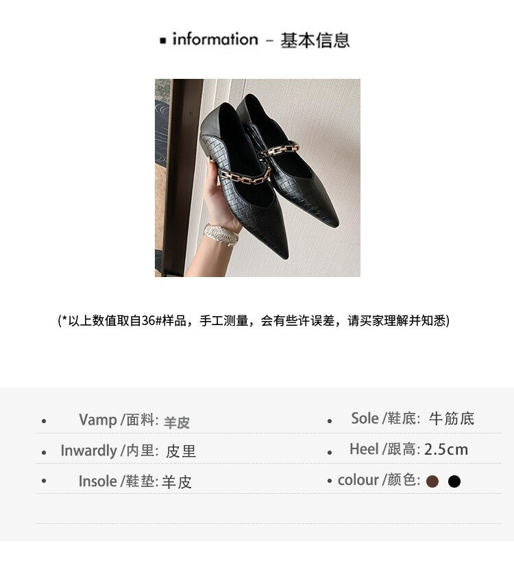 Karin Luna has prepared stock  Metal Fasteners Commuting Style Pointed Toe Chunky Heel Stone Pattern Large Single Shoes