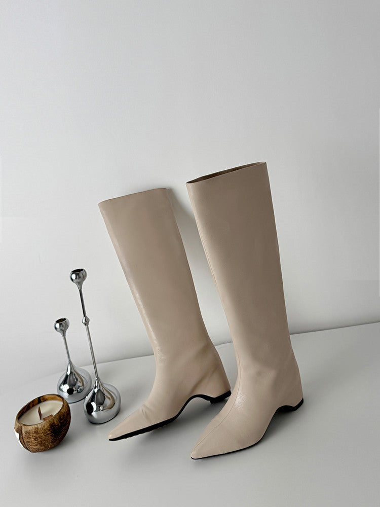 Karin Luna Hot-Selling Internal Height Increase Pointed Toe Straight-Leg Hot-Selling Long Boots