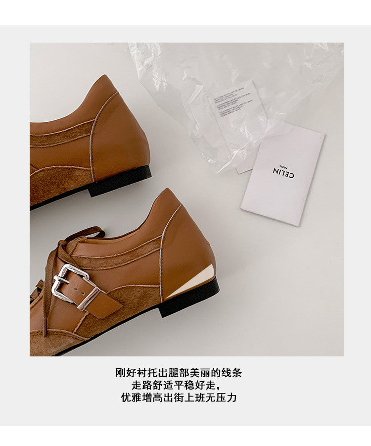 Karin Luna In Stock Spot Goods  Designed retro square-toe ballet shoes with laces