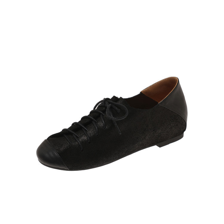 Karin Luna In Stock In Stock   Xiaohongshu Hot-Selling Lace-Up Round-Toe Deep Mouth Single Shoes