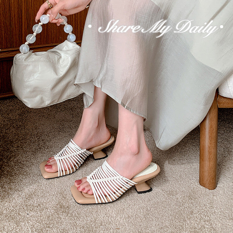 Karin Luna Bestseller Woven Vacation Style Series~ Elegant High Heel Slippers