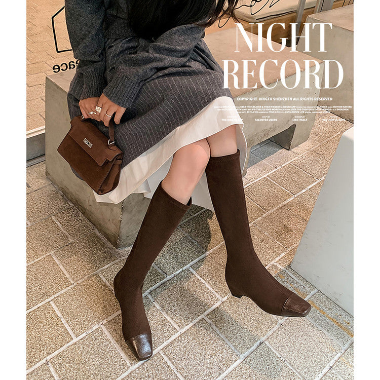 Karin Luna In Stock In Stock Patchwork Long Boots Elegant Versatile