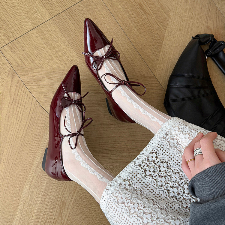 Karin Luna In Stock Spot Goods  Hot-selling Element Bowknot Square Toe Pointed Toe Single Shoes