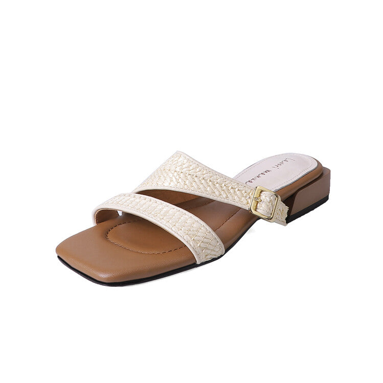 Karin Luna Full of casual charm~ Irregular Weaving Design Flat Slippers