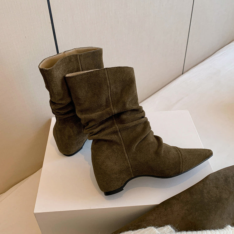 Karin Luna Data Hot-Selling Pointed Toe Slouchy Matte Western Short Boots