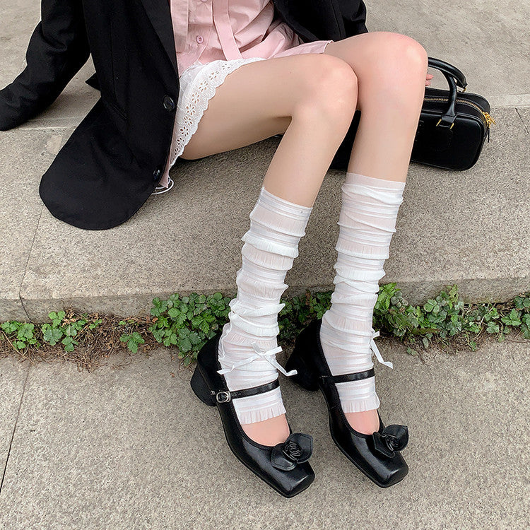 Karin Luna In Stock Spot Goods  Vintage Three-Dimensional Camellia Square-Toed Mary Jane Shoes