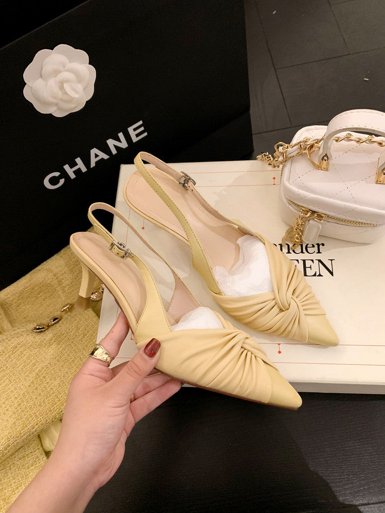 Karin Luna In Stock In Stock  Exquisite Pointed Toe Backless Closed-Toe Stiletto Sandals