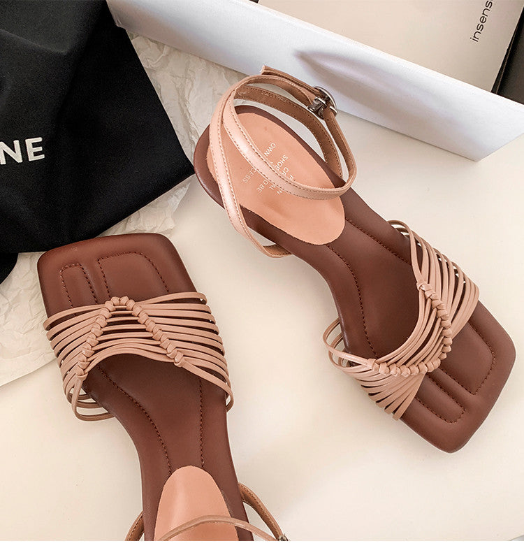 Karin Luna Data Hot Item  Comes with data plan included Hand-woven Square Toe Sofa Insoles Irregular Heel Sandals