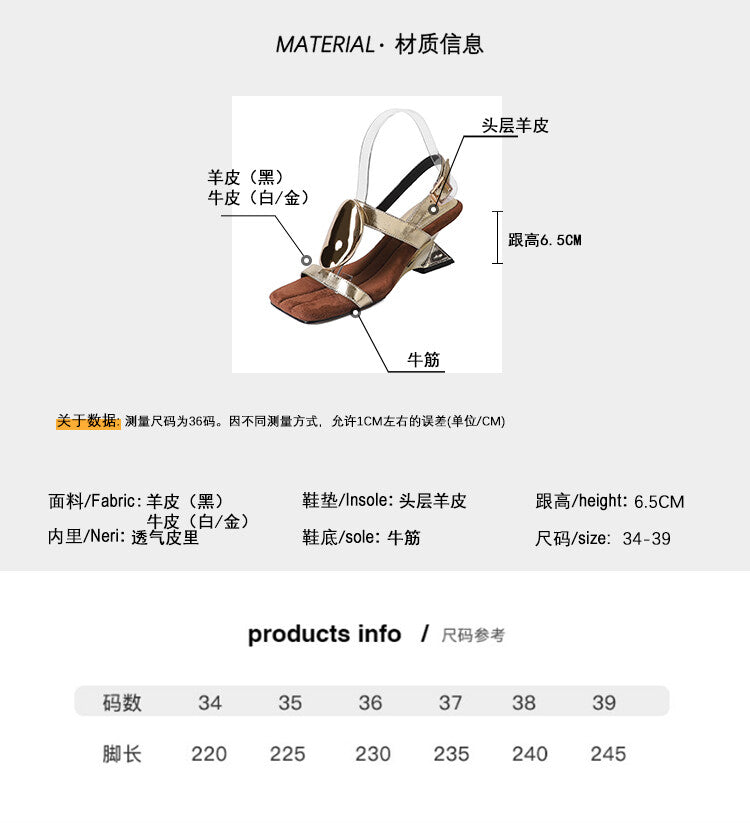 Karin Luna Hot-Selling Fasteners  Irregular Heel Open-Toe Sandals