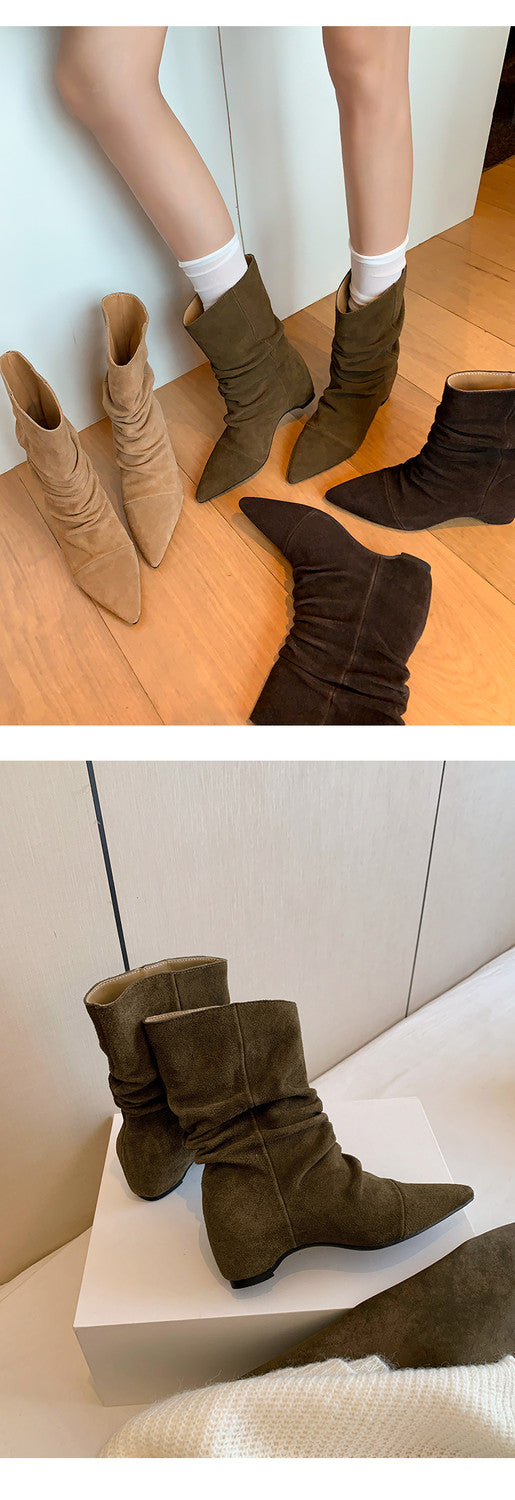 Karin Luna Data Hot-Selling Pointed Toe Slouchy Matte Western Short Boots