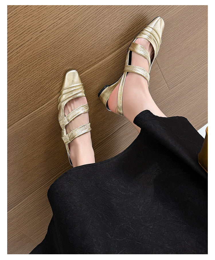 Karin Luna In Stock In Stock Minimalist Soft Upper Small Square Toe Chunky Heel Sandals