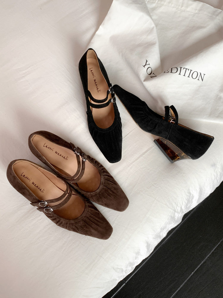 Karin Luna Full Leather Inside and Out Popular Element Amber Heel Elegant French Style Single Shoes