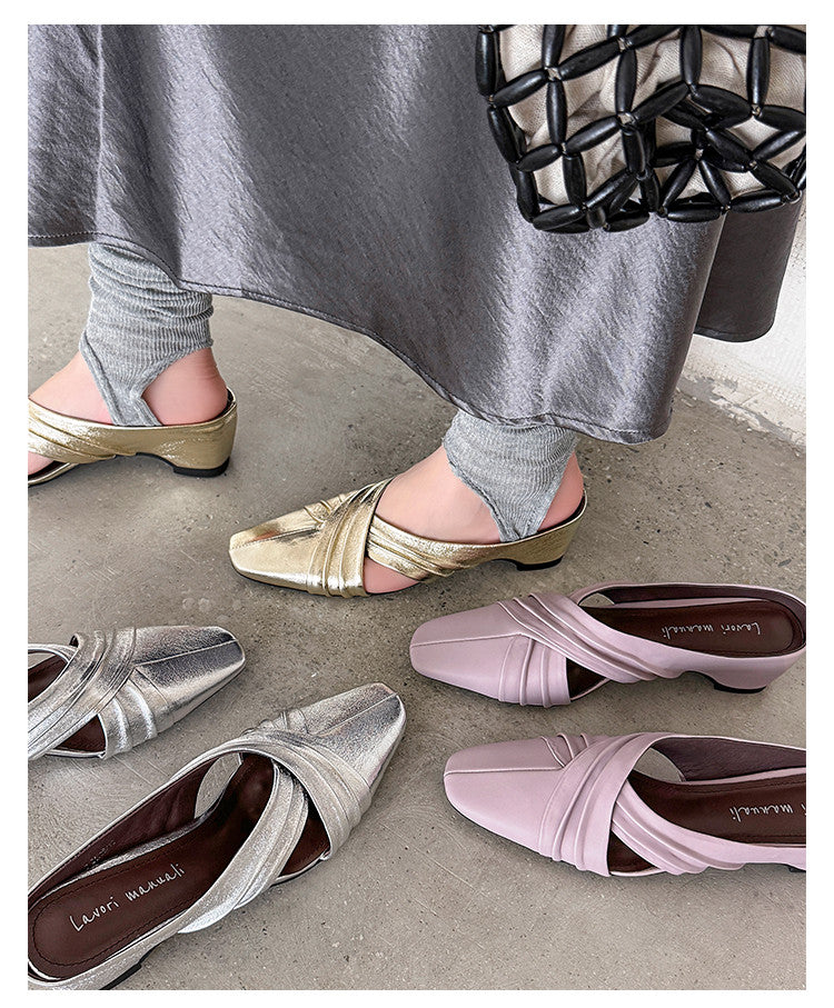 Karin Luna In Stock In Stock Basic Elegant Fairy Style Small Square Toe Sheepskin Slippers