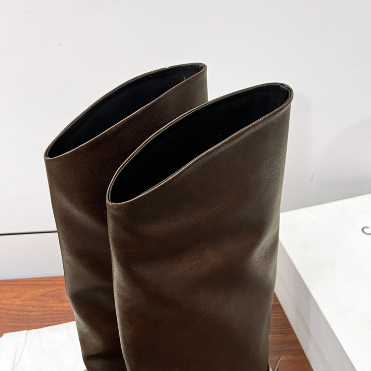 Karin Luna Elegant Style Square Toe Belt Buckle Pants Boot Short Boots
