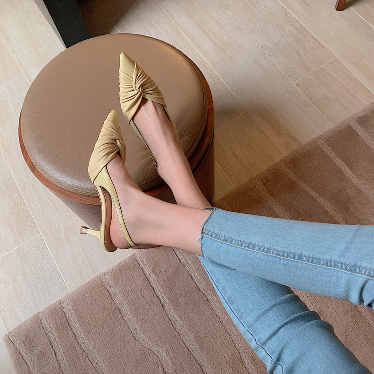 Karin Luna In Stock In Stock  Exquisite Pointed Toe Backless Closed-Toe Stiletto Sandals