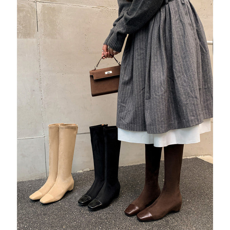 Karin Luna In Stock In Stock Patchwork Long Boots Elegant Versatile